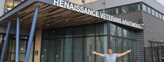 Monica Outside of Veterans Apartment